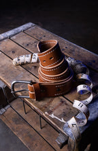 Load image into Gallery viewer, Stitched Buck Brown Belt